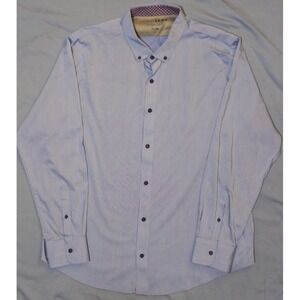Twillory Shirt Mens XL-2XL Untuckable Button Front Blue Geometric Dress